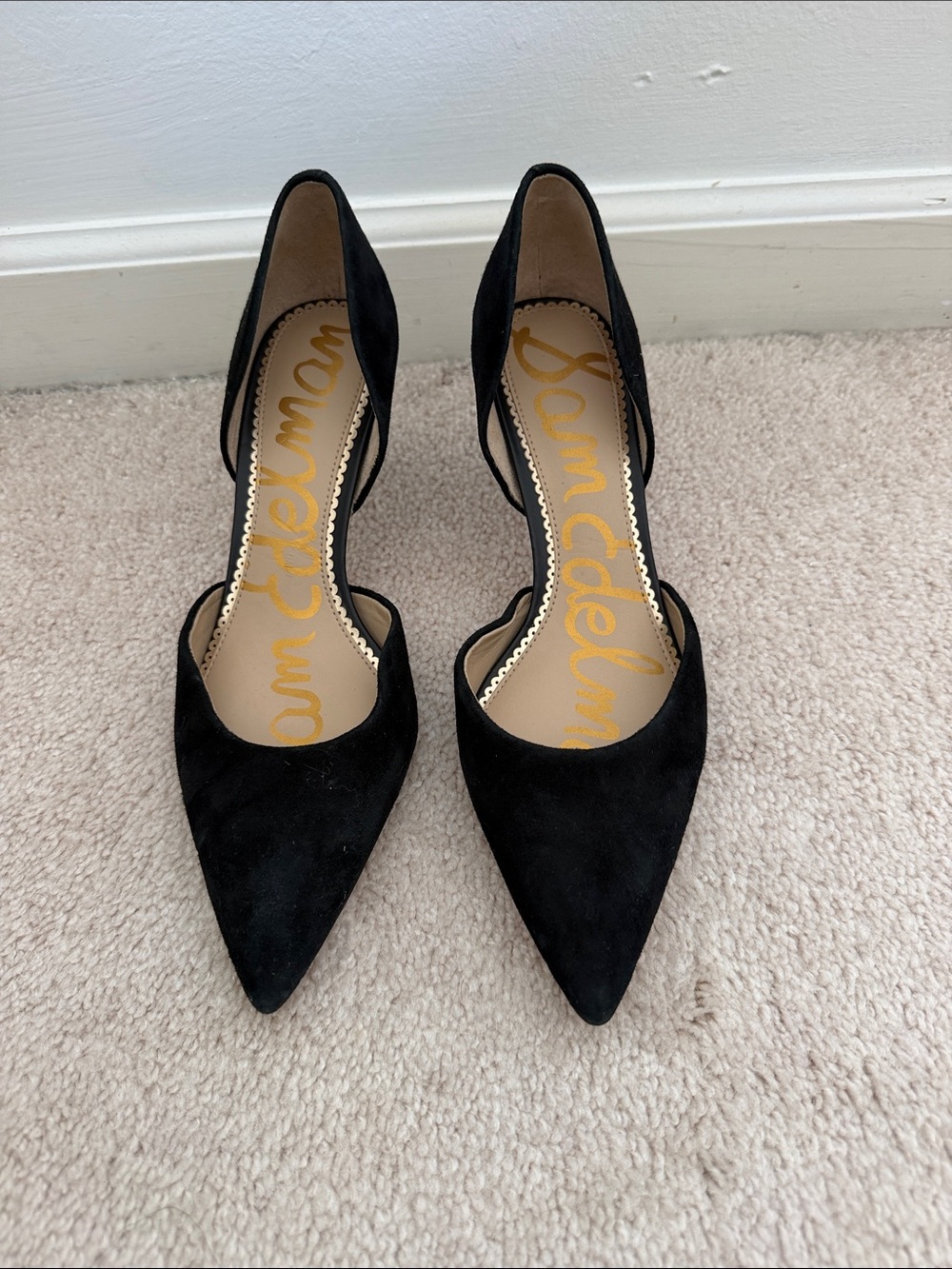 Sam Edelman Black Suede Pointed D'Orsay Pump
